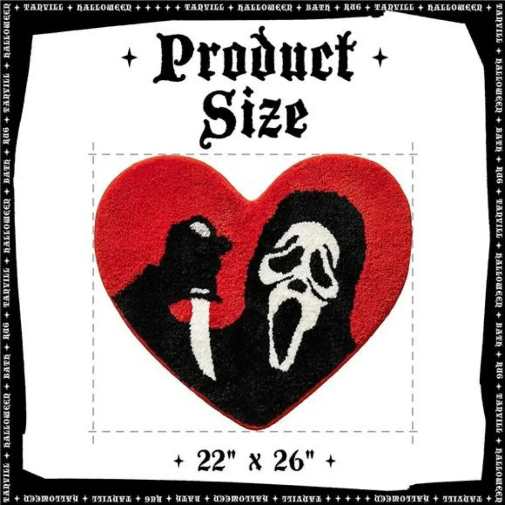 Halloween Bathroom Rugs Black Red Orange Bath Mat Non Slip, Absorbent Washable